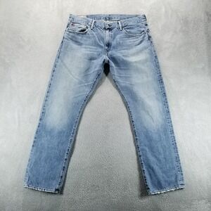 Polo Ralph Lauren Jeans Mens 36x32 Blue Hampton Relaxed Straight Stretch a